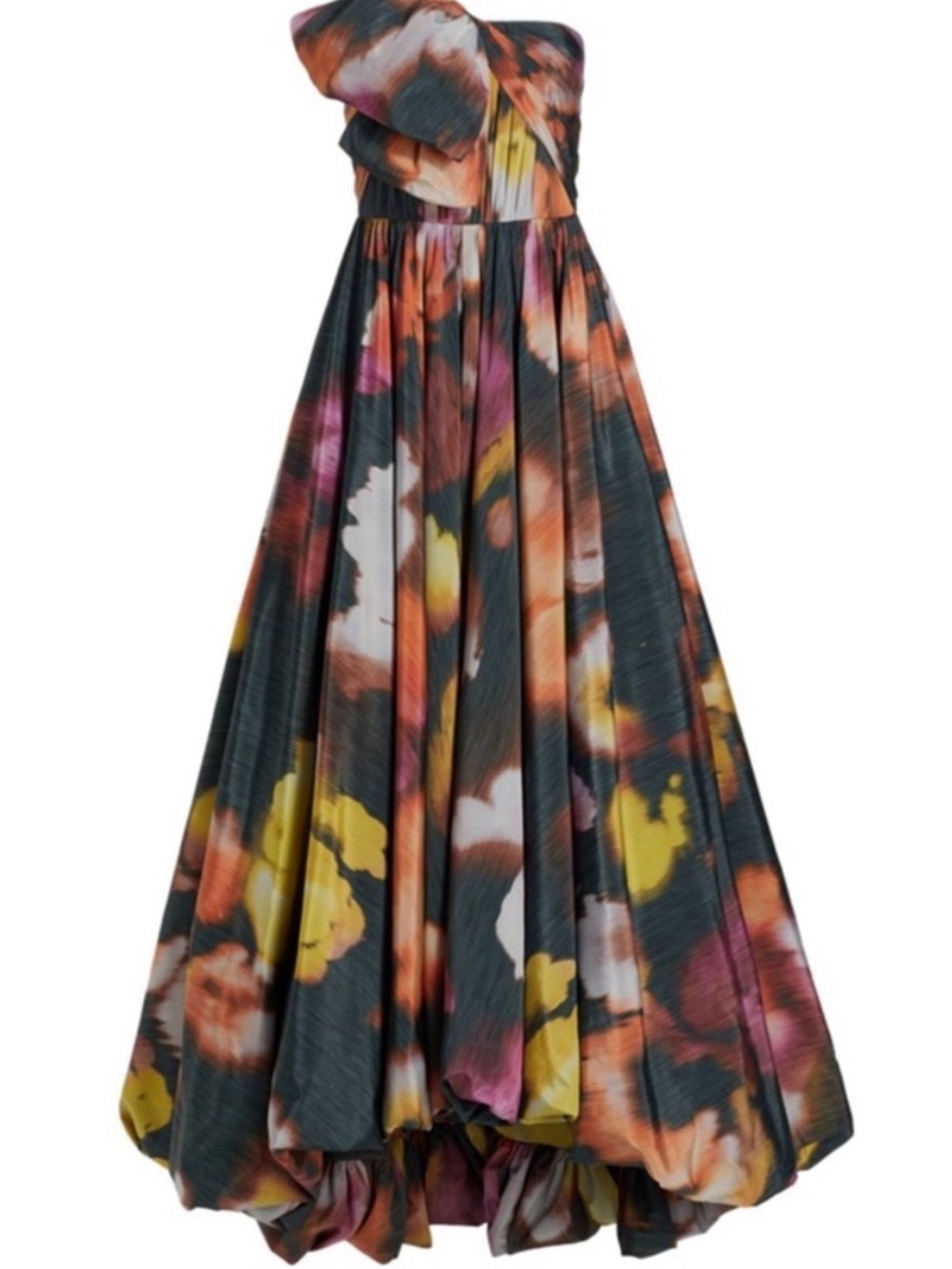 Jason Wu Strapless Iris Floral Warp-Print Floral Gown